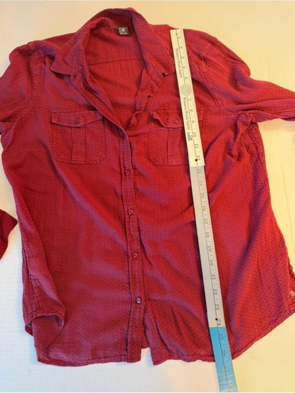 Eddie Bauer Brick Red Button-Down Utility Shirt - Picture 6 of 7